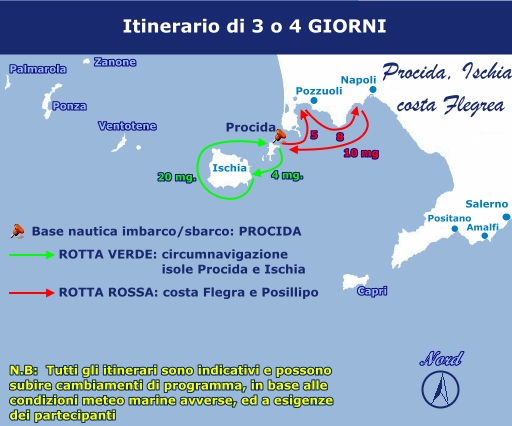 Itinerario La rotta Rosa  isole Flegree (Procida e Ischia) e la costa Flegrea (Baia,Bacoli, Pozzuoli, Posillipo)